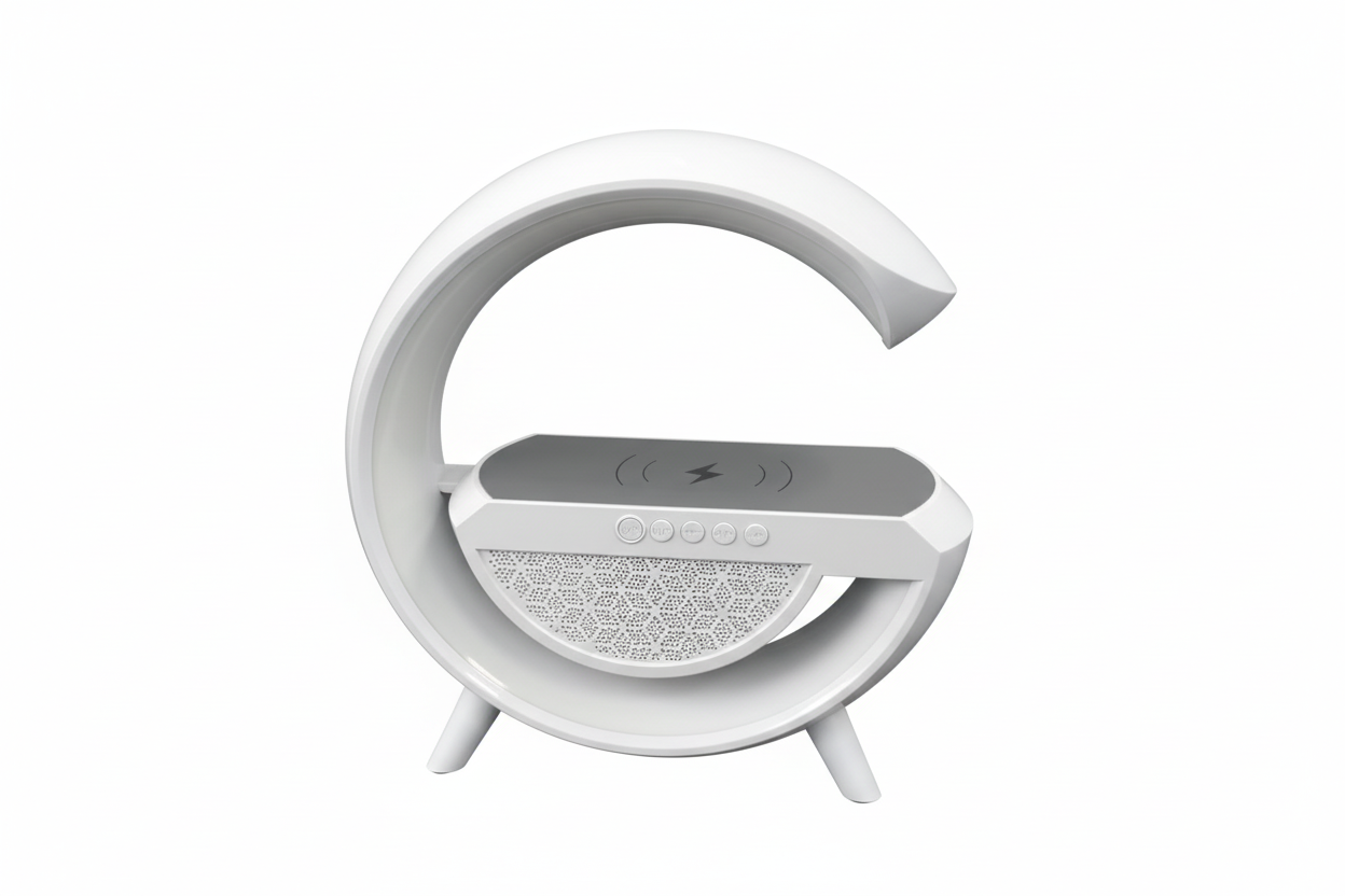 🌙 Lampe de Chevet LED avec Haut-Parleur & Chargeur Sans Fil 3-en-1